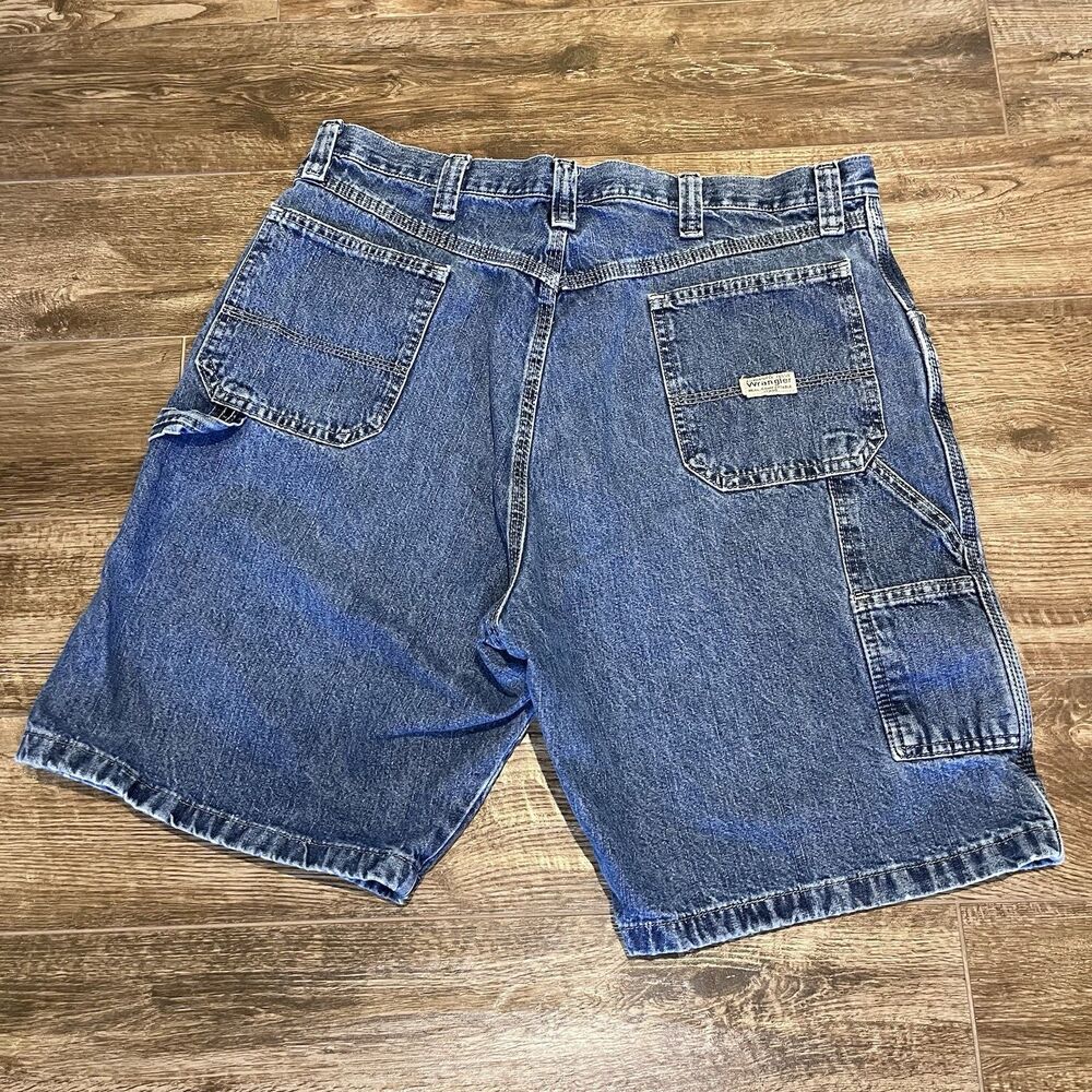 Vtg Wrangler Carpenter Jean Shorts Mens 38 Blue Denim Jorts Y2K Baggy Streetwear